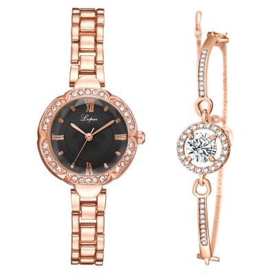 

Korean version of the retro ladies watch fashion Roman scale time watch diamond-encrusted dial exquisite high-grade quartz watch
