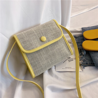 

Sen temperament contrast color cotton&linen small square bag female 2019 new fashion casual small fresh wild Messenger shoulder bag