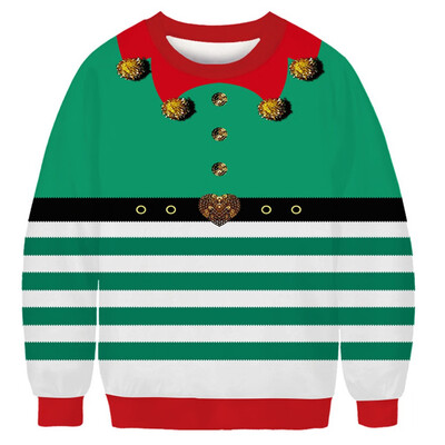 

Toponeto Mens Happy Christmas 3D Printed Long Sleeve Shirt Round Neck Blouse Top