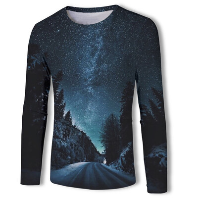 

Autumn Mens 3D Print T-shirt Tops Sweatshirt O Neck Long Sleeve Casual Blouse