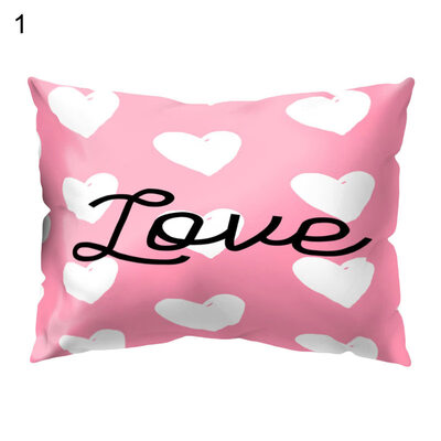 

Lovely Pink Letters Rectangle Throw Pillow Case Cushion Cover Home Car Decor