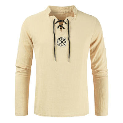 

Male Slim Long Sleeve Shirt Casual Solid Color Mens Linen Cotton Tops Shirt
