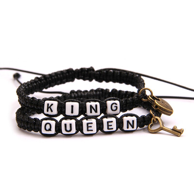 

King Queen Manual Weaving Lock Cylinder Key Pendant Bracelet Unisex Pair Bracelet Hot Gift