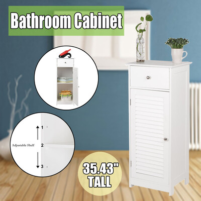 

One Door & One Drawer Bathroom Cabinet Storage Organizer Stand White