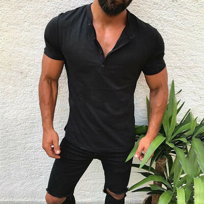 

Mens Gym Muscle Top Short Sleeve Casual Tee Slim Fit T-Shirt Sport Clothes