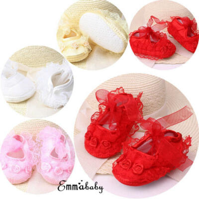 

Newborn Baby Girls Bow Princess Shoes Anti-slip Soft Sole Crib Sneaker Prewalker