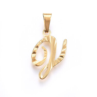 

304 Stainless Steel Pendants Alphabet Golden LetterL 18x11x1mm Hole 5x3mm