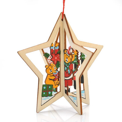 

3D Wooden Christmas Decoration Xmas Tree Pendants Hanging Home Party Decor