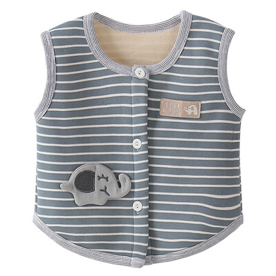 

Autumn Winter Children Baby Vest 3M-4Y Fashion Casual Cartoon Stripes Cotton Soft Warm Vest Boy Girl Waistcoat 4Colors