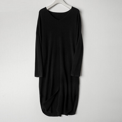 

Card&Geese cashmere sweater solid color v-neck new female sweater loose long dress 10539