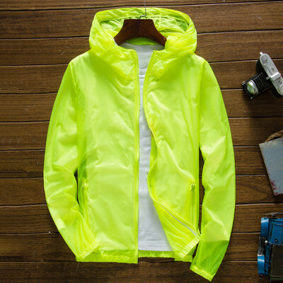 

Unisex Men Women Outdoor Transparent Zipper Hooded Waterproof Casual Jacket Tops