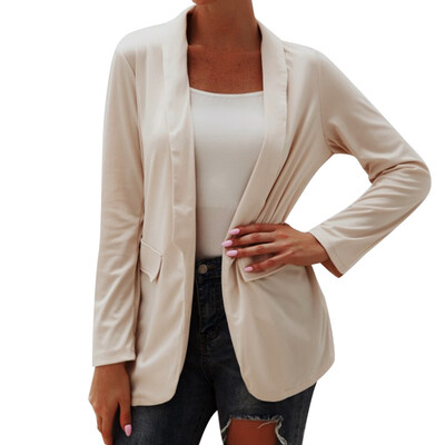 

Women Fashion Solid Color Blazer Casual Long Sleeve Lapel Coat Ol Work Cardigan Coat