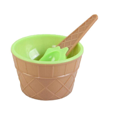 

6Pcs Plastic Children Kid Lovely Ice Cream Bowl Spoon Dessert Tableware Supplies