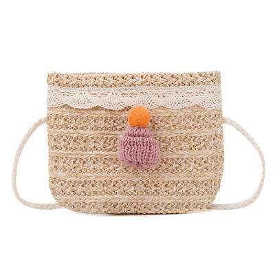 

Straw Small Shoulder Handbags Girls Cute Decor Crossbody Top-handle Bags