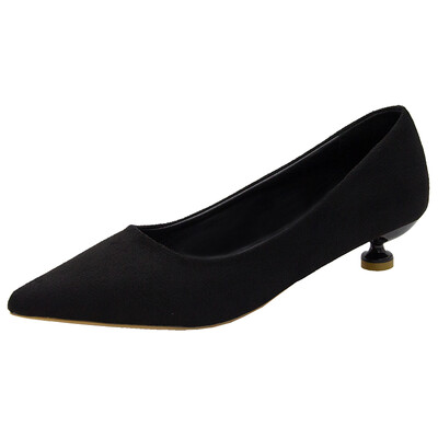 

Autumn pointed shallow single shoes womens slim heels sexy black 100-set professional shoes tidal shoes