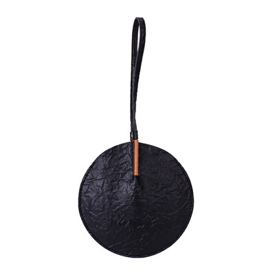 

Vintage Solid Color Women Faux Leather Slim Round Shape Tote Clutch Phone Bag