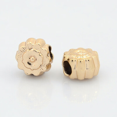 

Nickel Free & Lead Free Unfading Golden Tone Alloy European Beads Large Hole Beads Flower 12x8mm Hole 4mm