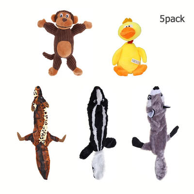 

5pcsset Pet Cat Chew Squeaker Toy Dog Plush Animal Interactive Sound Toys