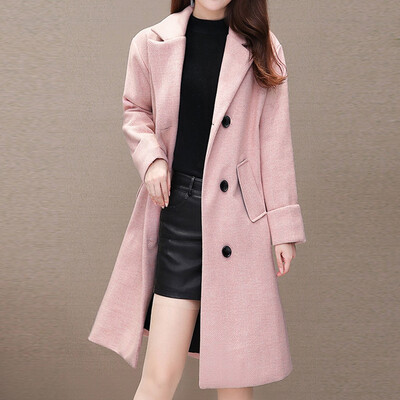 

Toponeto Women Work Solid Vintage Winter Office Long Sleeve Button Woolen Jacket Coat