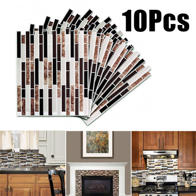

10pcs 3D Wall Stickers Waterproof Backsplash Bathroom Living Room Decoration