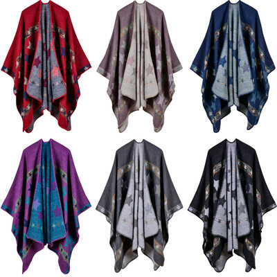 

New Women Knitted Poncho Cape Star Oversized Cardigan Sweater Long Shawl Scarf Cashmere Pashmina