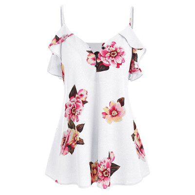 

Flower Print Ruffles Cami Top