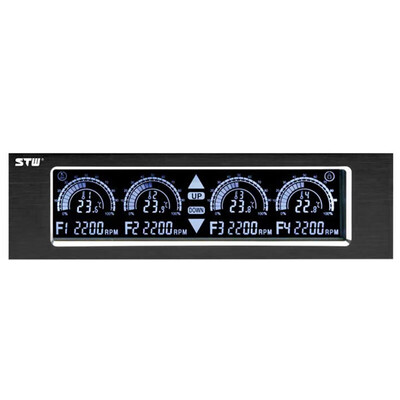 

525" LCD Touch Screen Front Panel 4 Ways Fan Speed Controller&PC Temperature Sensor PC Hardware Protector