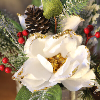 

〖Follure〗Artificial Flannel Fake Flowers Christmas Magnolia Combination Bonsai Decor