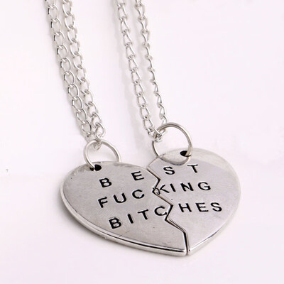 

Hot 1Set Girlfriend Lovers Pendants Necklace Best Friends Letter Heart Shaped Fashion Jewelry