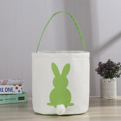 

Toponeto Easter Egg Basket Holiday Rabbit Bunny Printed Canvas Gift Carry Eggs Candy Bag
