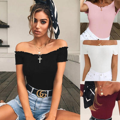 

Sexy Women Short Off Shoulder Leotard Bodysuit Leotard Bodycon Jumpsuit Tops