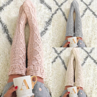 

Womens Winter Cable Knit Over Knee Long Boot Thigh-High Warm Socks Leggings