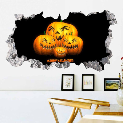 

〖Follure〗Halloween Pumpkin 3D Broken Wall Sticker Floor Vinyl Removable Decal Home Decor