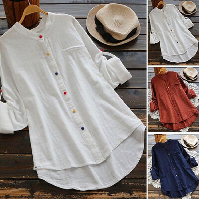 

2019 autumn new simple fashion wild stand collar color button long-sleeved shirt Embroidered