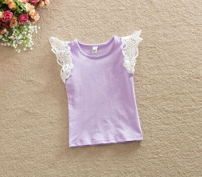 

Lovely Toddler T-shirt O-Neck Tops Kids Baby Girl Lace Short Sleeve Blouse