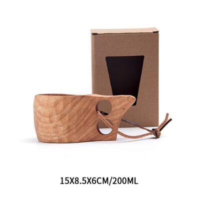

Wooden Mug Cup with Handle Portable Eco-Friendly Lightweight Coffee Mug Kitchen Picnic Outdoor Travel Camping Using