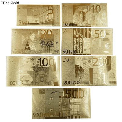 

Replica 7PCS Euro Souvenir Banknote Commemorative Banknotes Realistic Fake Play Money Double-Sided Printing for Movie Advertising