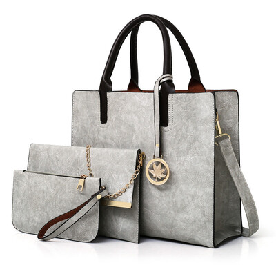 

AOILDLLI Women Bags Set Leather Handbag Women Large Tote Bags Ladies Shoulder Bag Handbag Messenger Bag Purse Sac a Main 3 Pcs