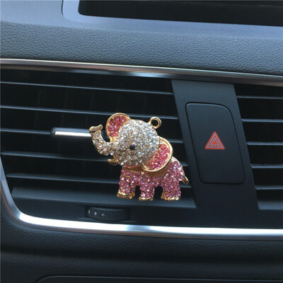 

Diamond-Encrusted Elephant Car Air Outlet Perfume Clips Elegant Diamond Design Odor Removal Decorations Car Perfume Ornaments