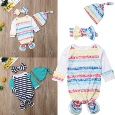 

3PCS Newborn Baby Swaddle Blanket Sleeping Swaddle Muslin WrapHeadbandHat Set