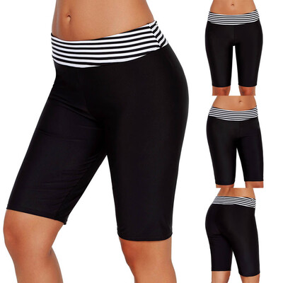 

Starmoon Fashion Womens High Waist Elastic Stripe Plus Size Pants Yoga Swim Sport Shorts
