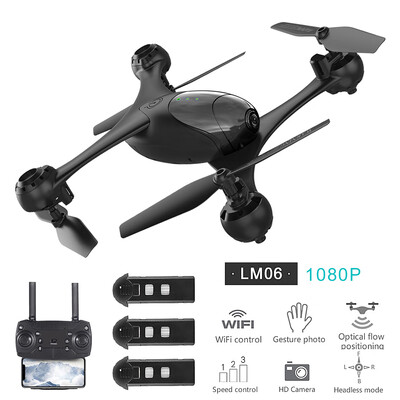 

LM06 RC Drone with Camera 4K Wifi FPV Optical Flow Positioning RC Quadcopter Altitude Hold Headless Mode 3D Flip with 3 Battery