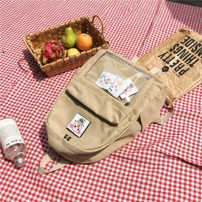 

Shoulder bag female Korean version of simple transparent high school small fresh bag ins Sen college backpack