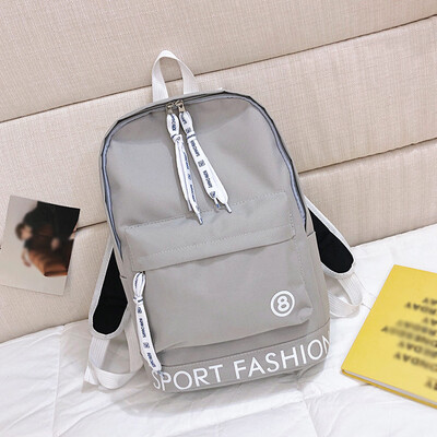 

Female Backpack College Wind Color Alphabet Creative Grid Student Bag Travel Bag