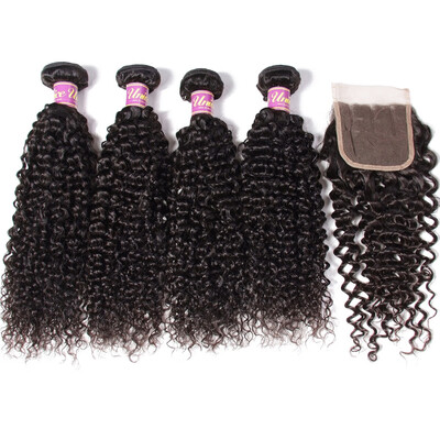 

UNice Hair Brazilian Virgin Human Hair 4 Bundles with Lace Closure Cury