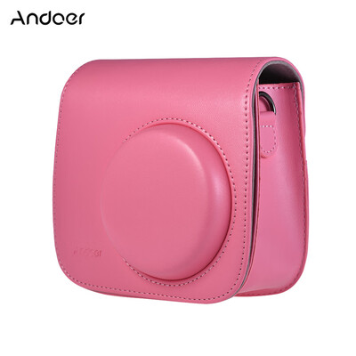 

Andoer PU Instant Camera Case Bag with Strap for Fujifilm Instax Mini 9888s Flamingo Pink