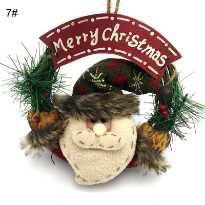 

Cute Santa Snowman Garland Rattan Hoop Christmas Home Door Wall Hanging Decor