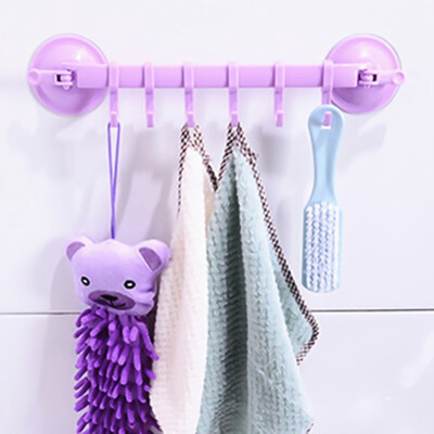 

Locking type suction cup Bathroom Kitchen Wall Mounted Towel Rack 6 hook