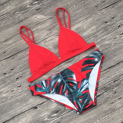 

Roseonmyhand Womens Bikini Set Sexy Leaves For Rope Swimsuit Push-up Swimwear