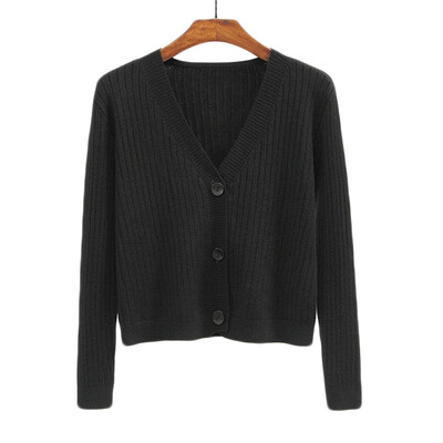 

EFINNY Fashion Button Knit Cardigan Sexy Retro V-neck Short Sweater Women Cardigan